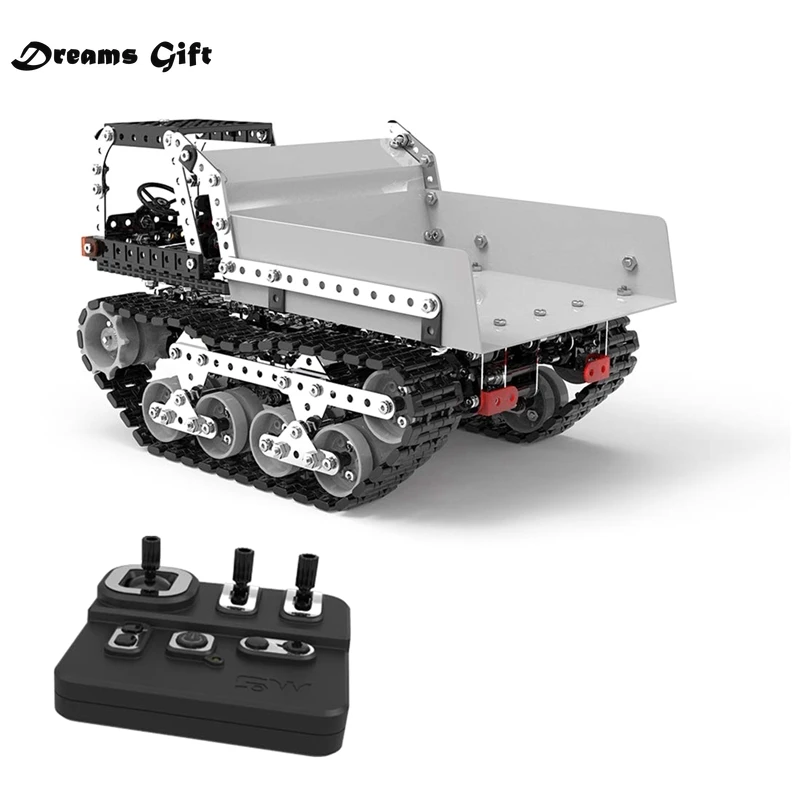 

2.4G 10CH RC Dump Truck DIY Stainless Steel Assembled Vehicle Metal RC Car Model Building Blocks Birthdaty Gifts for Children