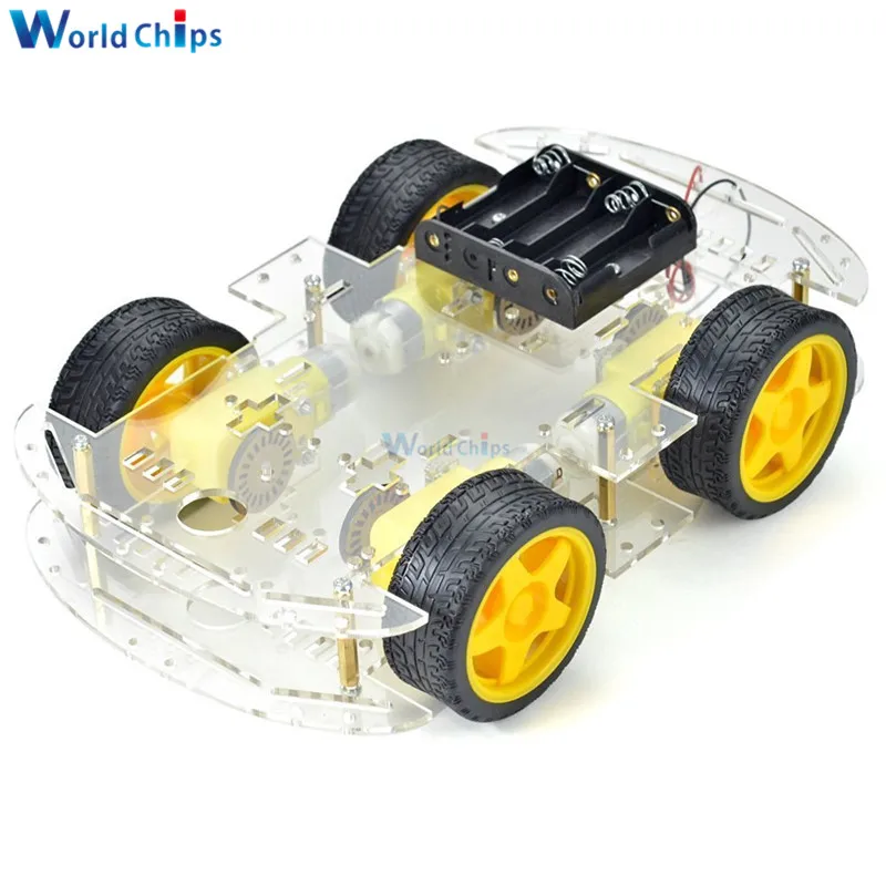 Châssis de robot tank 4WD assemblé avec contrôleur Arduino et câblage, prêt pour programmation.