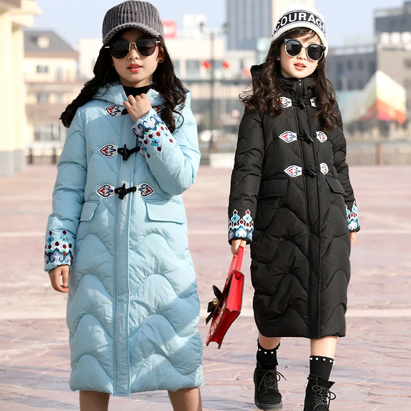 Г., одежда для девочек, куртка детское длинное пальто с капюшоном для улицы детская парка верхняя одежда, пальто-35 русский