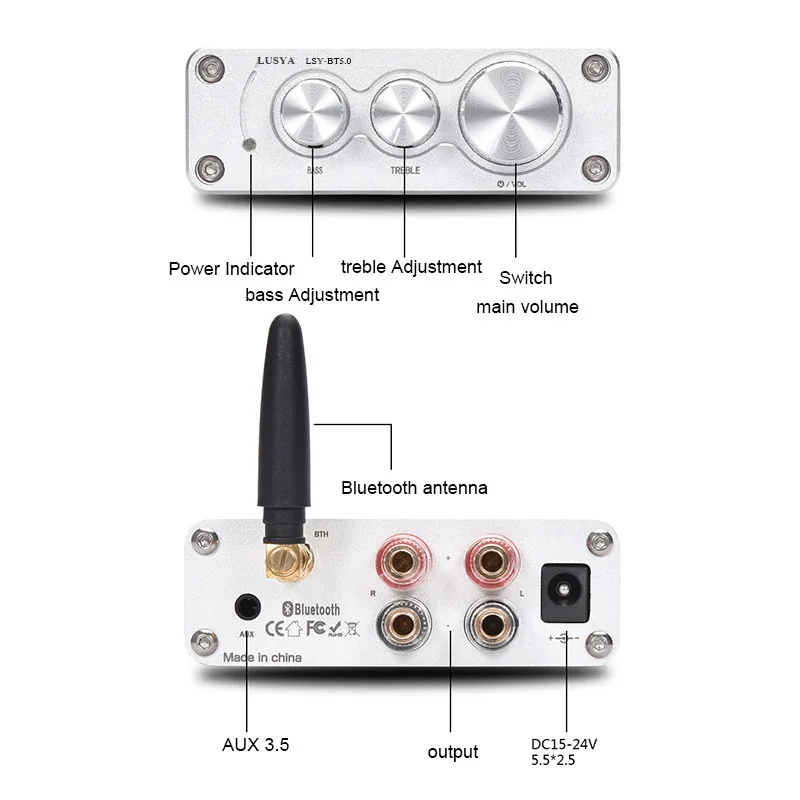Hi Fi усилитель мощности Lusya QCC3003 Bluetooth 5 0 50 Вт * 2 стерео TPA3116 домашний аудиоусилитель