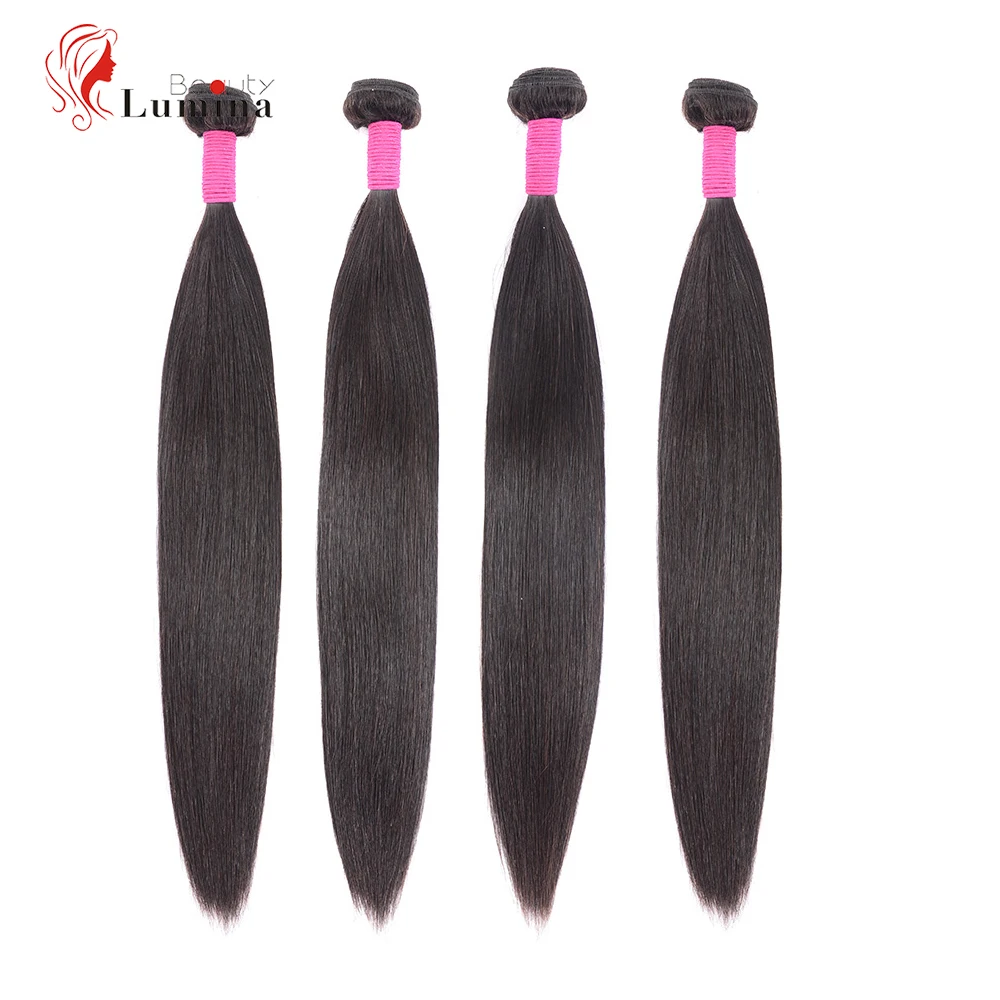 

4 Bundles Brazilian Hair Straight 100% Human Hair Weaves Straight Hair Natural Color Remy Hair Extensions 8-30" Beauty Lumina