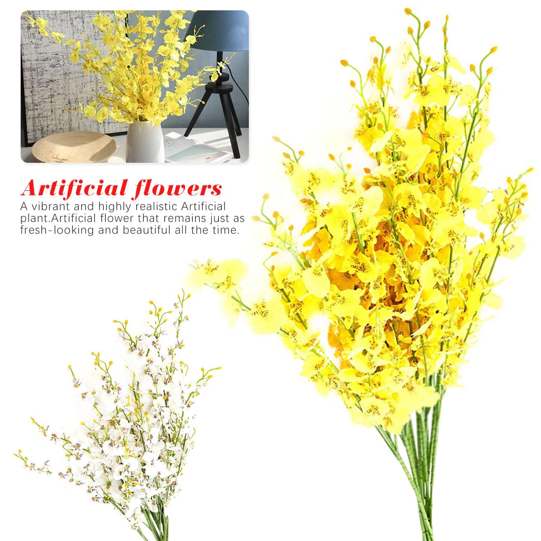 Flores artificiais de orquídea branca, amarela, faça você mesmo, decoração  de festas de casamento, plantas de orquídea|Flores secas artificiais| -  AliExpress