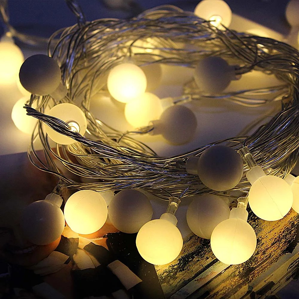 На батарейках гирлянда светодиодная новогодний декор 10 м 100 светодиодный гирлянда украшение Рождественские огни сказочные огни наружный светодиодный шарик гирлянды свадебные дома цепи лампы 220 В ЕС Plug герлянда - Испускаемый цвет: Warm White