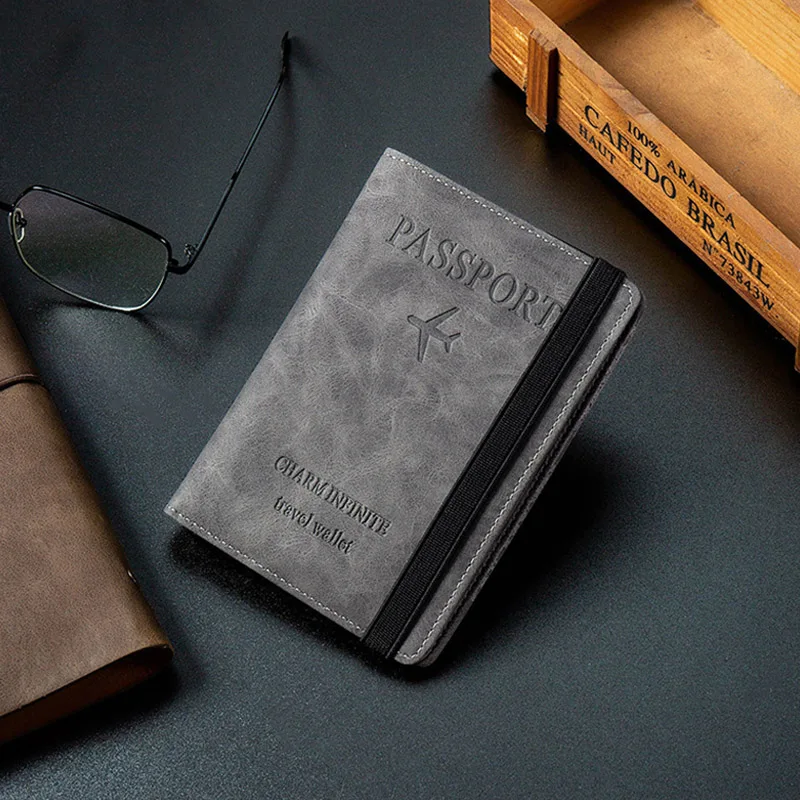 

RFID Blocking Business Passport Covers Anti-Scan Card Holder Bank Credit Card PU Leather Wallet Purses Case Travel Accessories