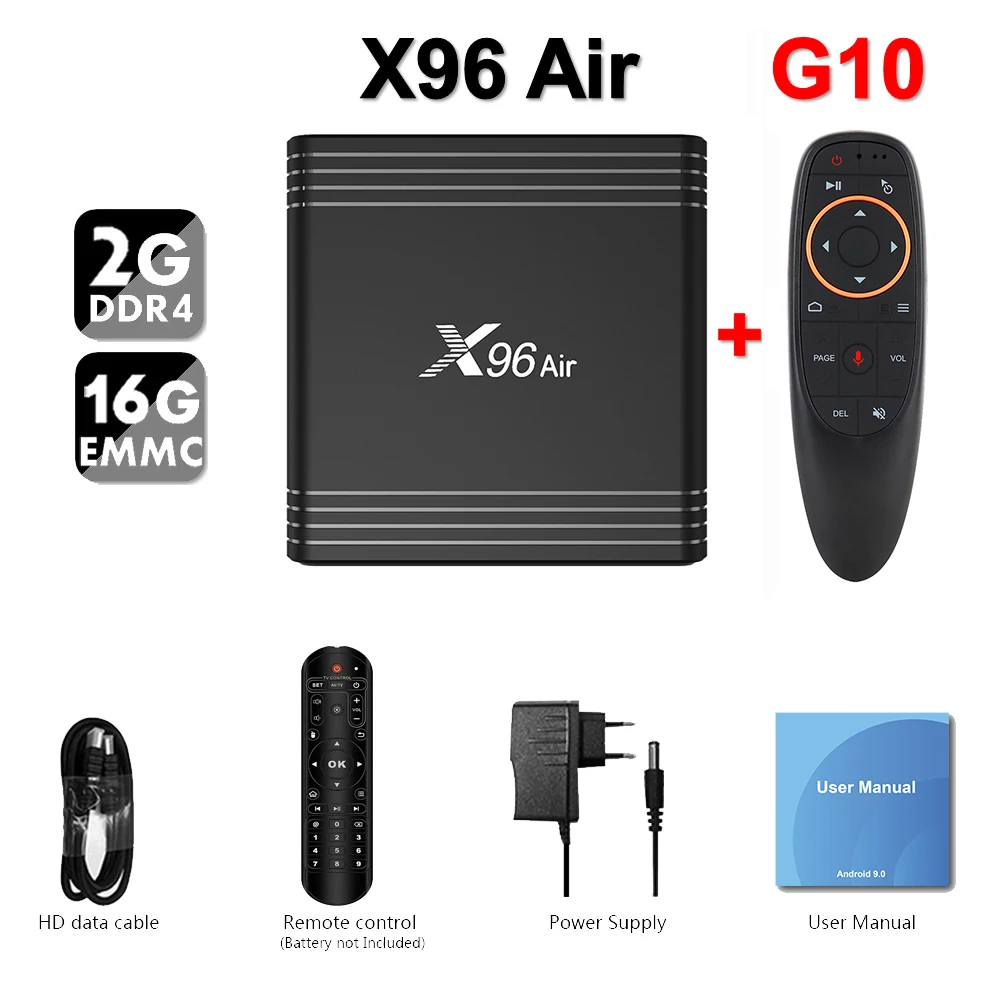 2GB 16GB G10 QPLOVE X96 Air Smart ТВ Box Android 9,0 Amlogic S905X3 G30MP2 мульти-медиа-плеер с HDMI 2,1 с двумя портами USB и Wi-Fi и Bluetooth - Цвет: 2GB 16GB G10