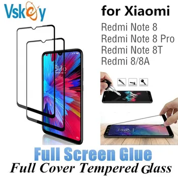 

VSKEY 10PCS 2.5D Full Glue Tempered Glass for Xiaomi Redmi Note 8 Pro Full Cover Screen Protector Redmi Note 8T Protective Film
