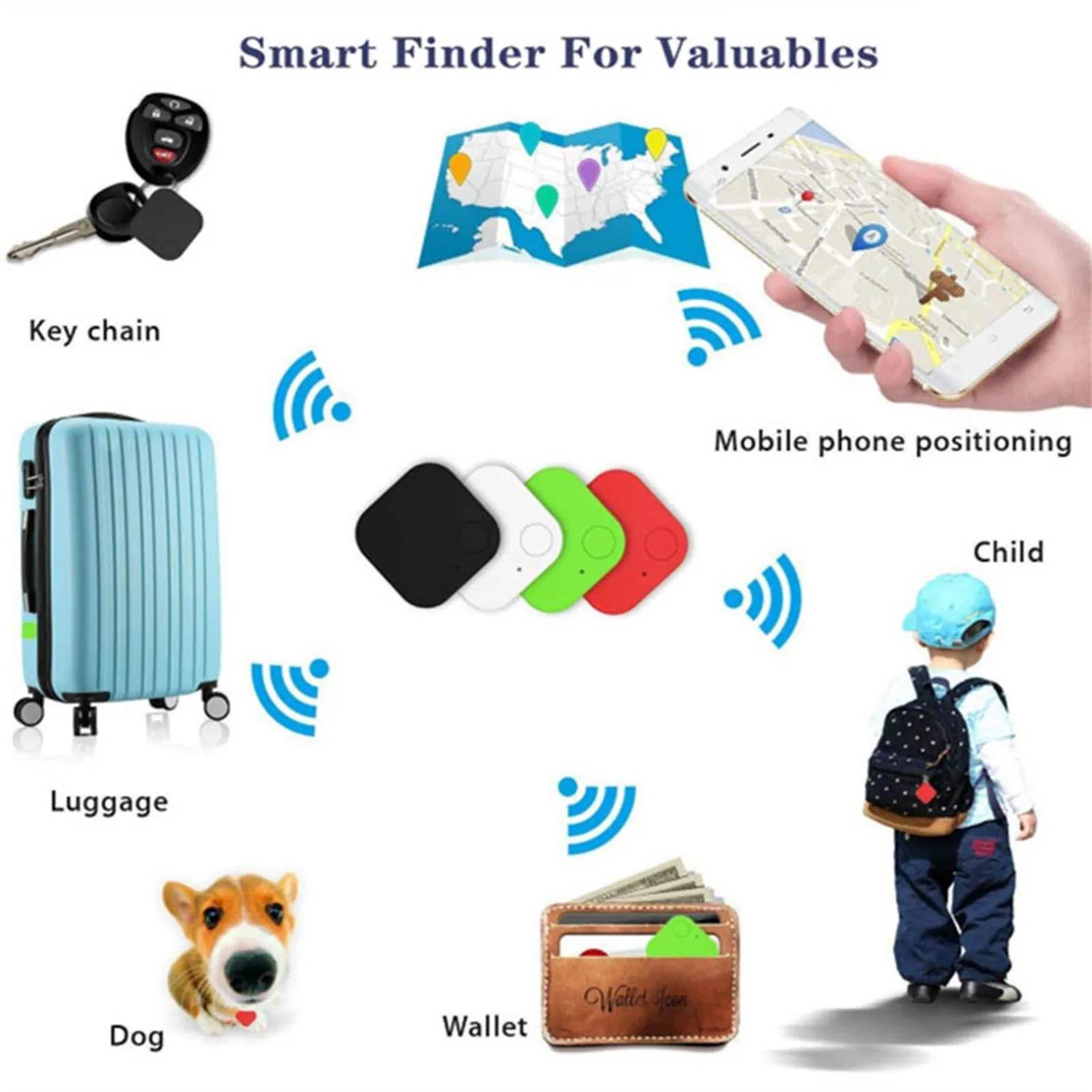 Mini Bluetooth GPS Tracker Smart Dog Pets Anti-lost Alarm Wireless Child Bag Wallet Key Finder Smart Activity Trackers Locator gps locator key finder anti lost tracker anti lose tracker item locator anti lost locator key chain locator