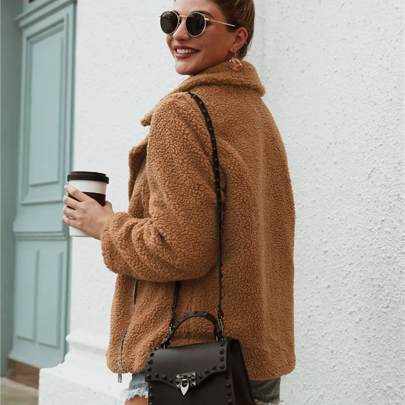 Womens Coats Winter Faux Fur Coat Casual Fashion Faux Fur Jacket Plus Size Shaggy Jacket