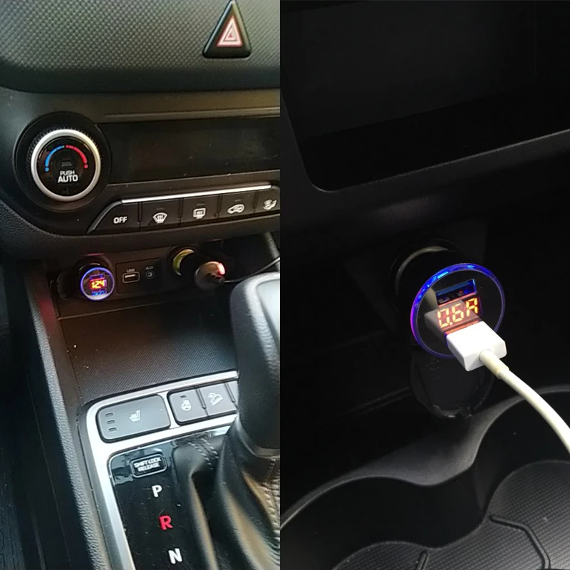 Автомобильное зарядное устройство с двумя USB разъемами 2,3 А, 2 порта, ЖК-дисплей, 12-24 В, прикуриватель, быстрое автомобильное зарядное устройство, адаптер питания, автомобильный стиль/