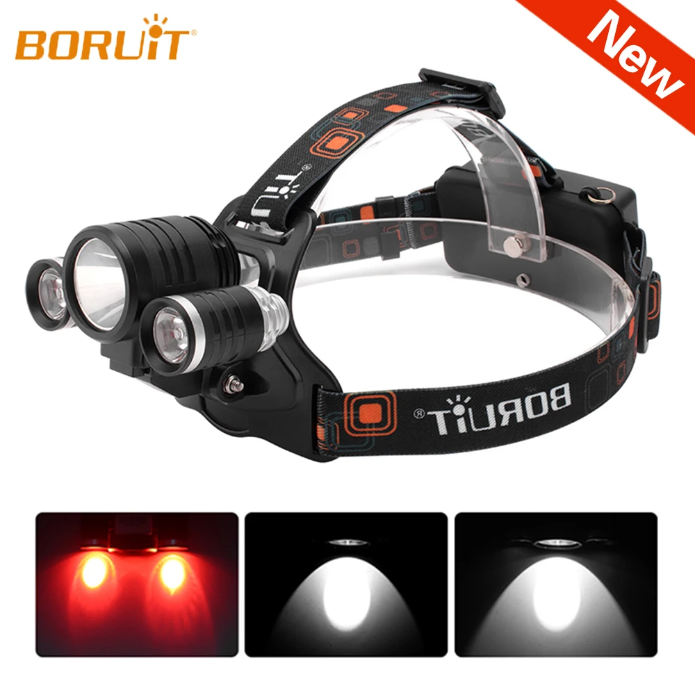 Светодиодный налобный фонарь для рыбалки светильник L2 R2 красный 3 режима