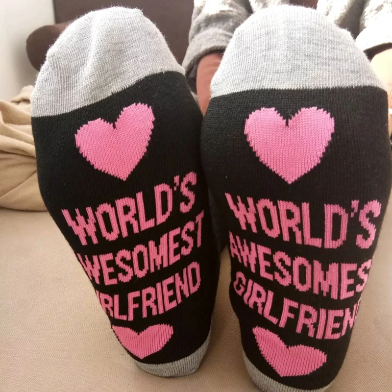 Носки женские мужские с буквенным принтом WORLD AWESOMEST GIRL FRIEND Компрессионные носки стильные унисекс забавные носки пара Meias