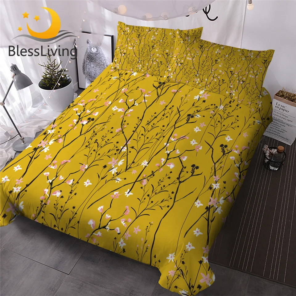 Blessliving Floral Bedding Set King Branches Duvet Cover Botanical