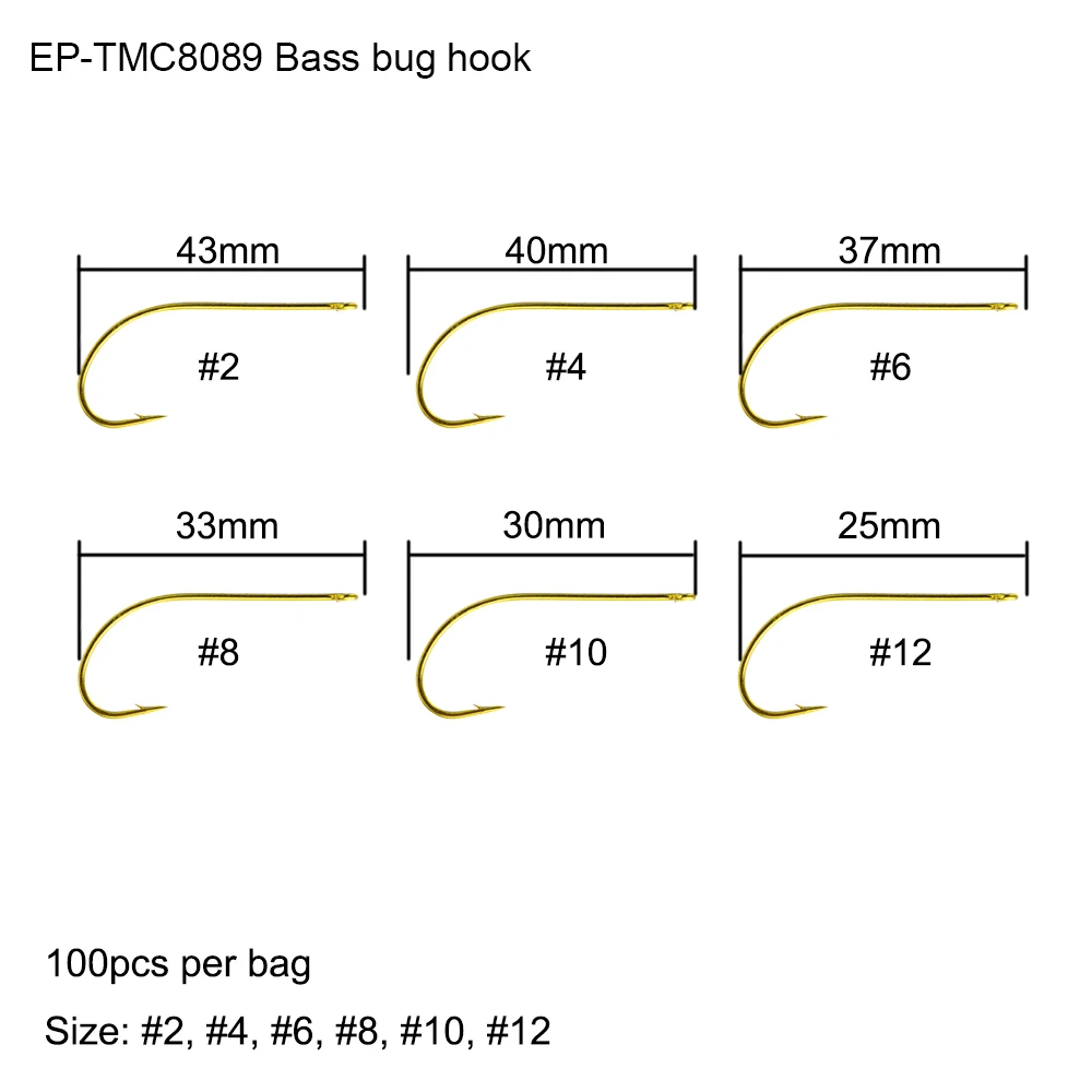 Eupheng бас-жук рыболовный крючок прямой глаз тонкая проволока кованый Летающий рыболовный крючок 80 шт. EP-TMC8089