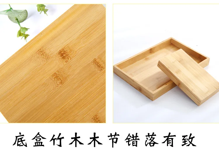 Ceramic Bamboo Storage Tray With Lid Dry Fruit Dessert Dish Japanese Removable Multi Grid Plate Candy Dried Snack Dessert Tray