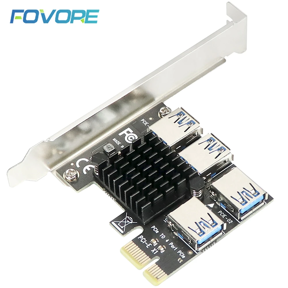 Pcie Multiplier Pci Express 1 To 4 Ports Usb3 0 Riser Card Pci Express X1 To X16 Adapter Riser For Graphic Card Eth Miner Mining Add On Cards Aliexpress
