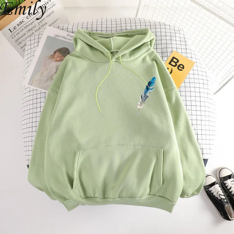

Sweatshirt Women Thick Hoodies Ins Loose Bf Lazy Wind Ladies Pullovers Loose Printed Harajuku Casual Pockets Tops