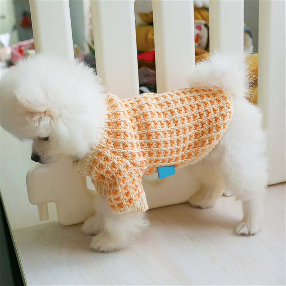 

Miflam Autumn Winter Dog Sweater Orange Pet Coat For Dog Clothes Small Meidum Dog Costume Pomeranian Bichon Clothes Pet Sweater