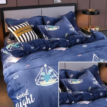 

100% Microfiber Fabric 190G Printed Flannel Duvet Cover Pillows Case 3PC Set Don't Bleach Mechanical Wash Anti Static Fast Heat