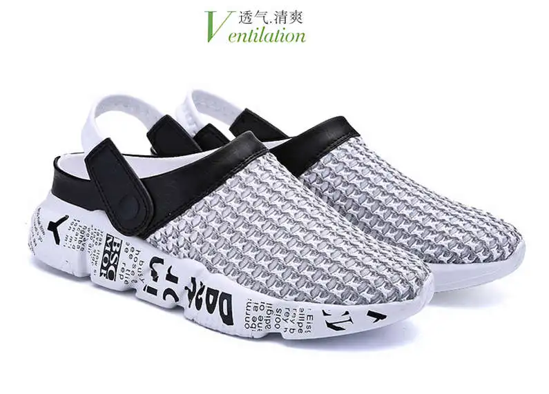 Comfort Men Shoes Casual Big Size Men's Home Slippers Fashion Mesh Soft Summer Sandals Crock Fishing Quick-drying Man Slipper B1