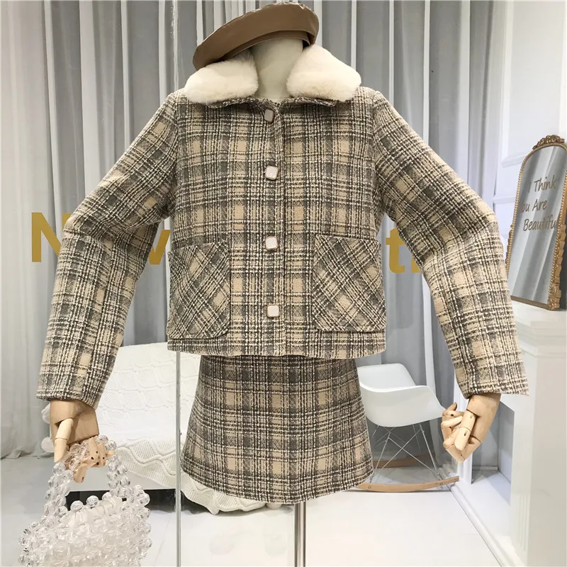 Клетчатое Женское зимнее легкое пальто Mujer Invierno зимнее однобортное пальто с отложным воротником и широкими карманами