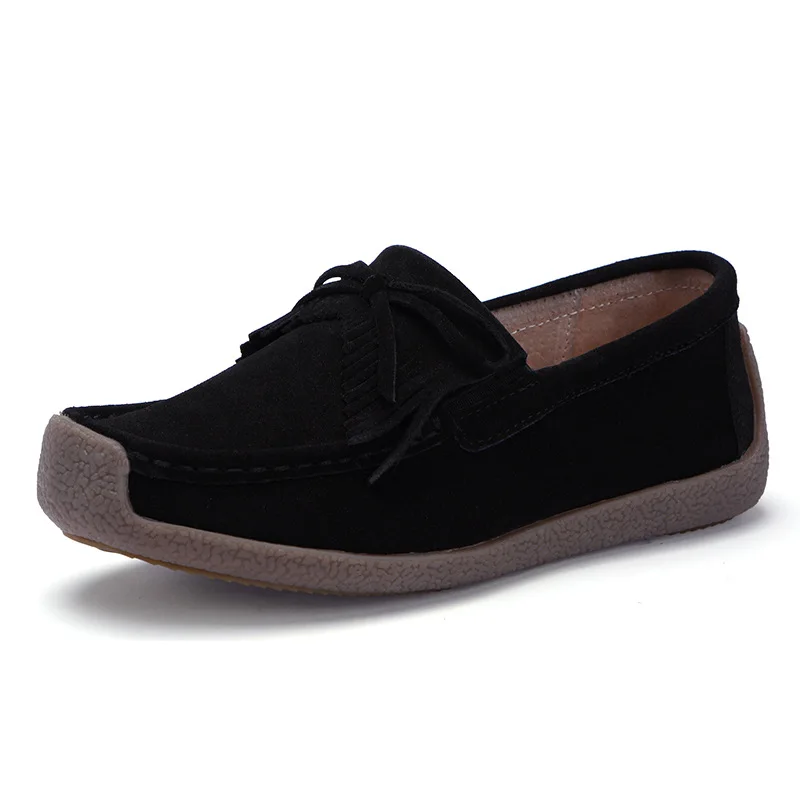 

Europe And America 2019 Spring And Autumn New Style Snail Female Leather Shoes Slip-on Mom Shoes WOMEN'S Flat Shoes Tassels Mocc