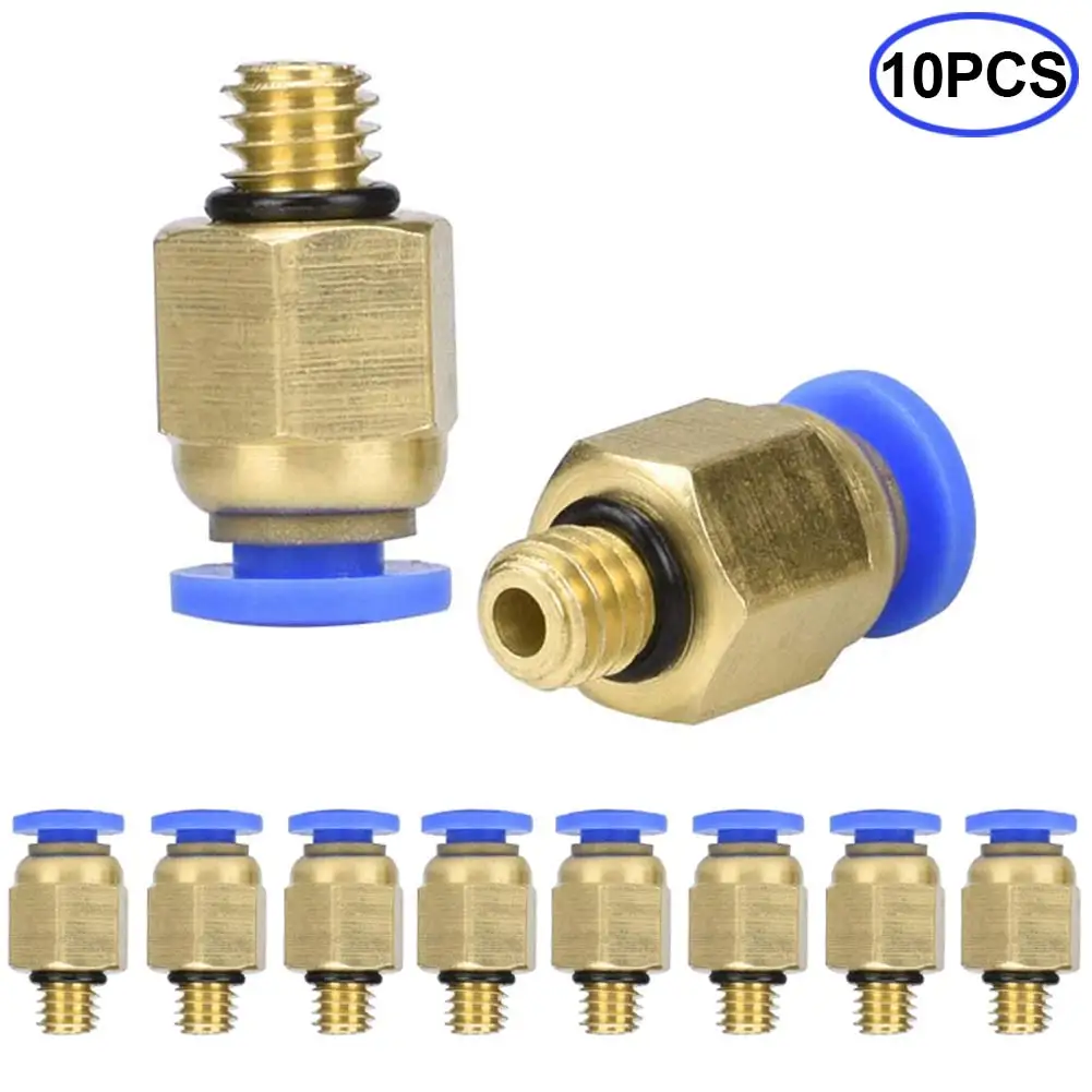 

10 Pcs PC4-M5 Pneumatic Straight Connector Brass Part For MK8 OD 4mm 6mm Tube Filament M6 Coupler 3D Printers OC-shipping