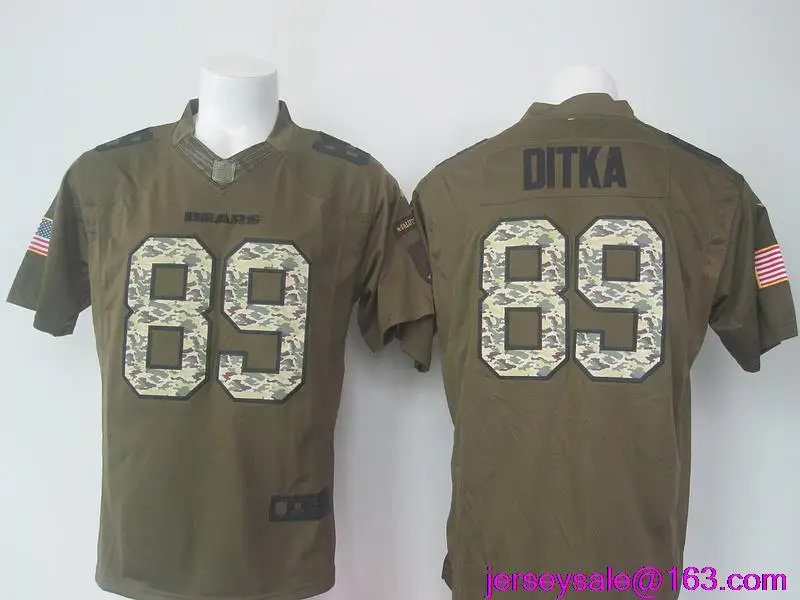 Мужчины Chicago s 89 Mike Ditka Green Салют для обслуживания Limited Джерси