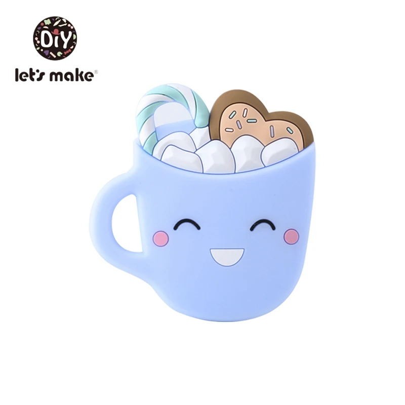 Smiley cup blue Let's Make 5 шт. Детские Прорезыватели Bpa бесплатно силиконовая Подвеска DIY Прорезыватель для зубов бургер мультфильм гамбургер запатентованный продукт Прорезыватель зубов - Цвет: Smiley cup blue