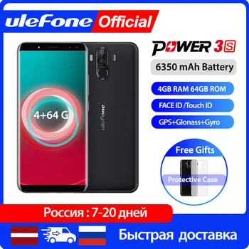 

Ulefone Power 3S 6.0" 18:9 FHD+ Android 8.1 Mobile Phone MTK6763 Octa Core 4GB+64GB 16MP 4 Camera 6350mAh Face ID 4G Smartphone