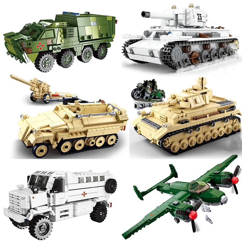Veicoli Militari Ww2 Set Di Missiloni Con Serbatoio Guidato Swat Army City Police T34 Germania Uk Us Building Blocks Artiglieria Della Seconda Guerra 