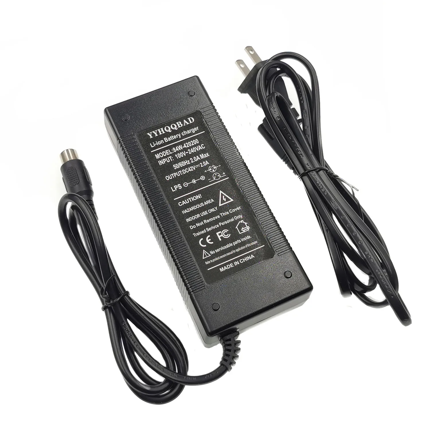 N/C YYHQQBAD 36V 2A Battery Power Supply Adapter Charger Output 42V 2A Charger Input 100-240 VAC Lithium Li-ion Li-Poly Charger for 10Series 36V Electric Bike DC5.52.5MM 