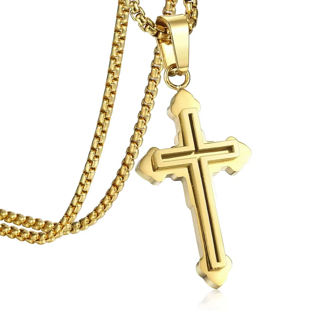Stainless Steel Cross Pendant Necklace 