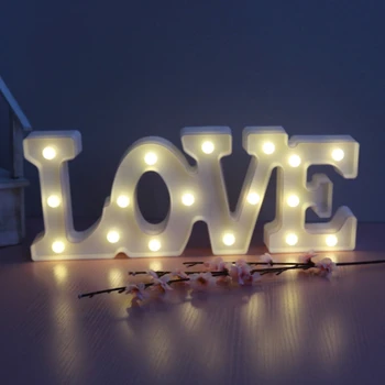 

Romantic 3D LOVE LED Letter Sign Night Light Marquee Warm Light Table Lamp Lanterns Nightlights for Wedding Decor Lovers Gifts W
