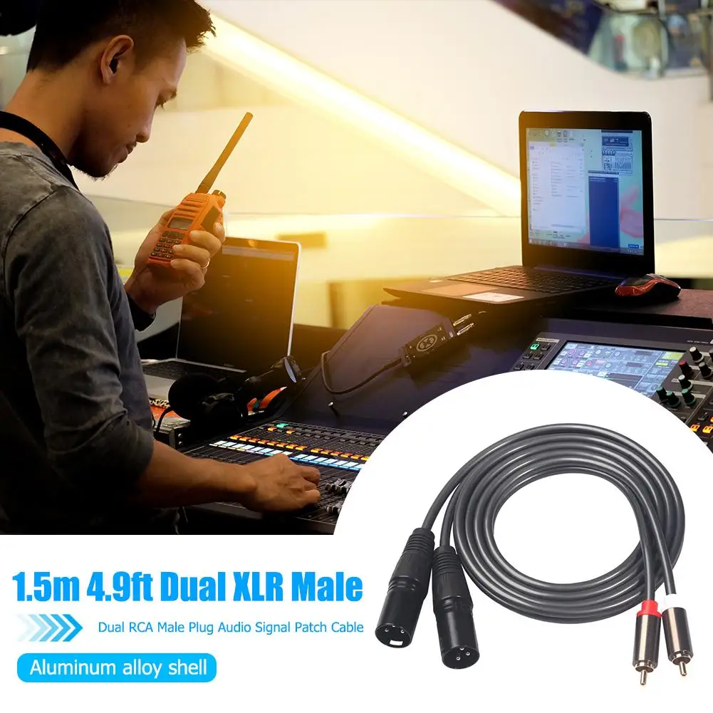 Premium 2RCA to 2 XLR Audio Cable with Durable Metal Shell for Amplifiers and Home Theaters