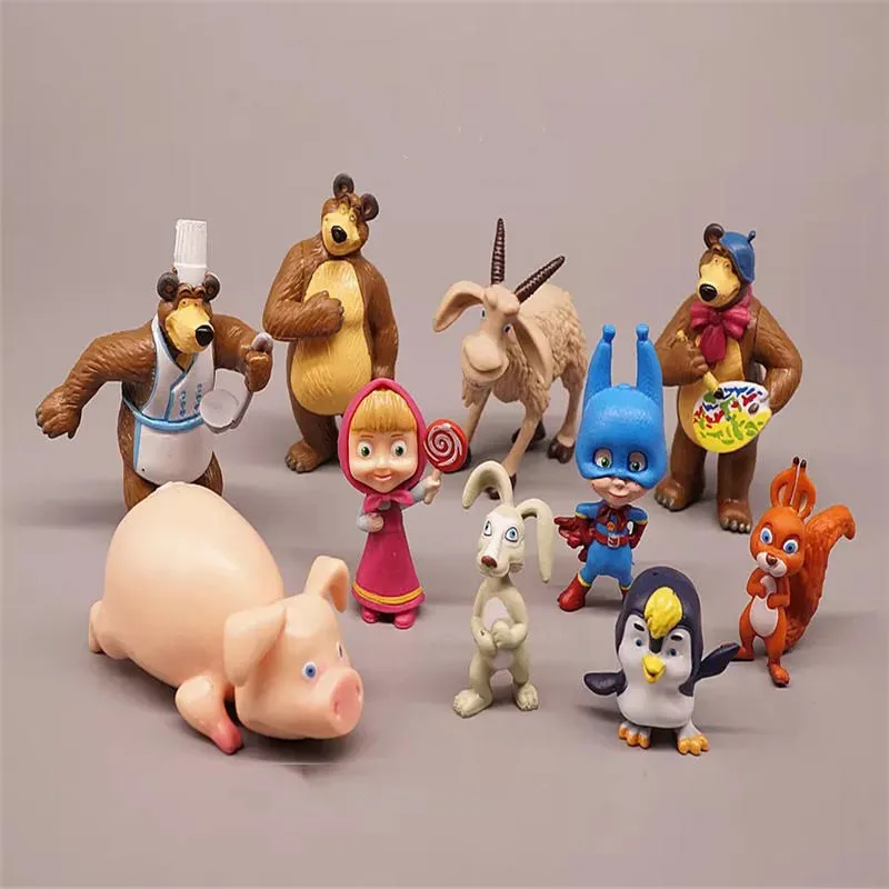 10 piecesset Russia Masha Toy Figure Doll Home Decoration Masse Toys Bear Masshe Action Figure Creative Bear Doll Gift For Kid (7)