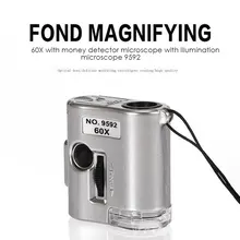Карманный микроскоп 60X9592 Портативный Ручной Детектор Валюты увеличительное лупа Лупа-микроскоп макрообъектив Серебряный гаджет