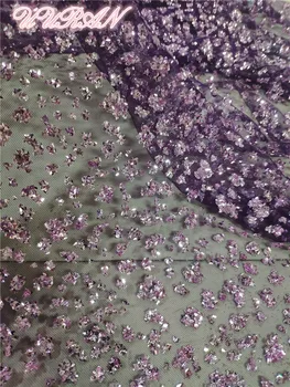

5 Yards/Lot Mesh Lace Fabric High Density Symphony Rose Gold Diamond Sequins Mesh Fabric for Dress Bronzed Fabric