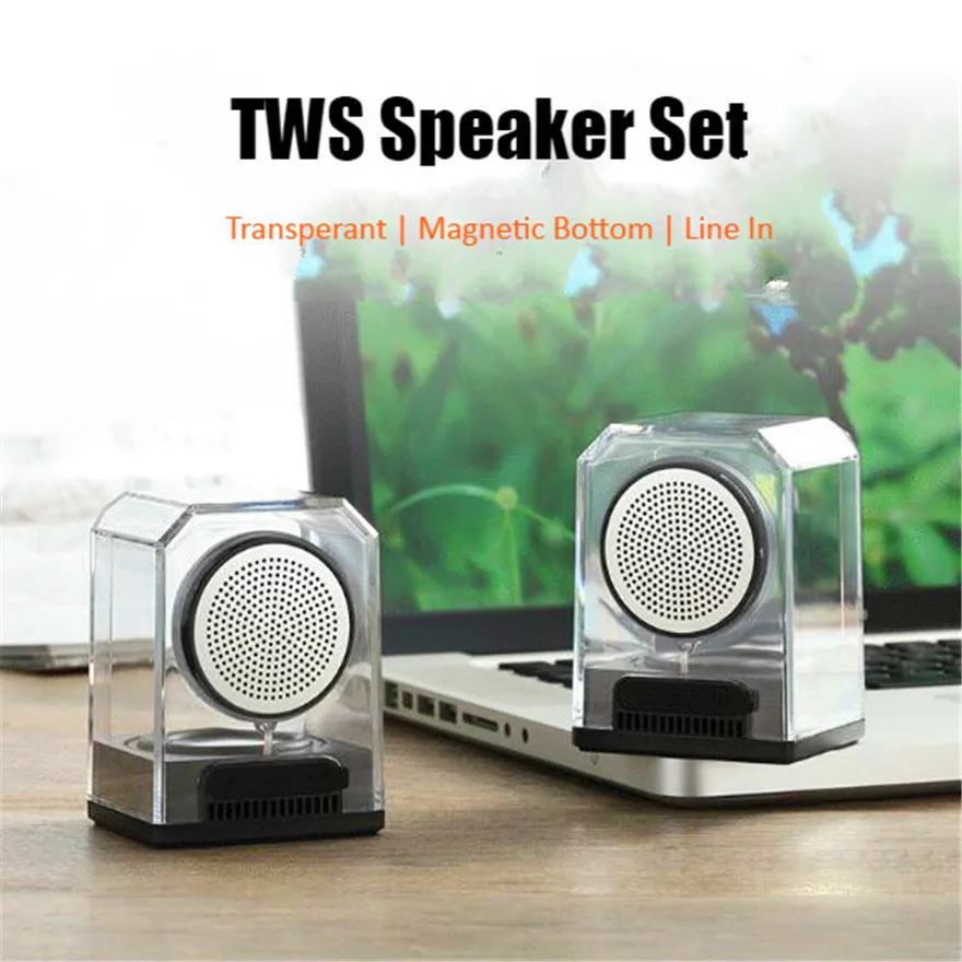 Прозрачный акриловый Tws Магнитный Bt динамик музыкальный центр Bluetooth Aux бумбокс