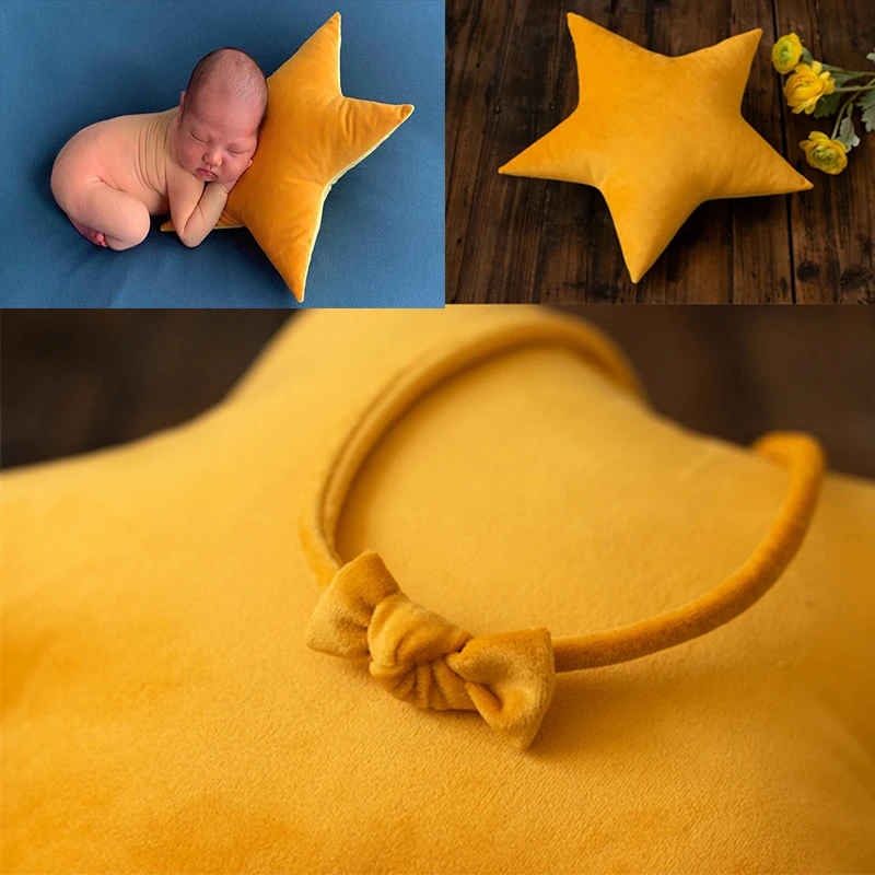 Newborn Photography Props Star-shape Pillows With headband Full-moon Baby Photo Shoot Accessories Creative Props
