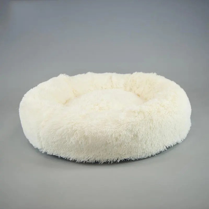 Белый Съемная круглая кровать для собаки пончик Cuddler круглая подушка кровать для домашних животных Самонагревающиеся и уютные кровати для домашних животных с застежкой-молнией и поддерживающим дном - Цвет: Белый