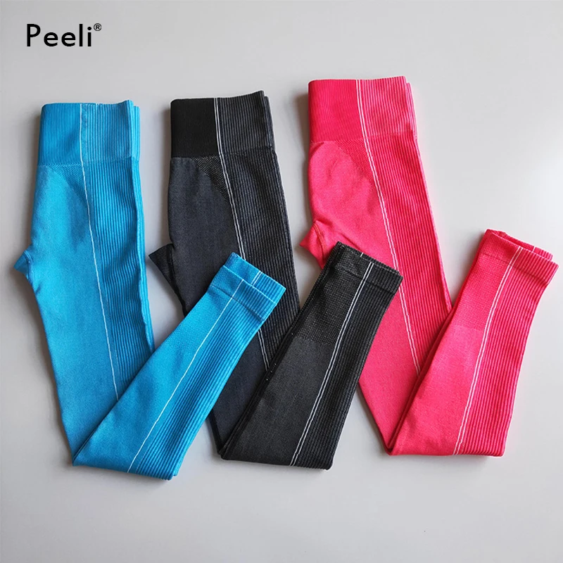 

Peeli 2019 Ultra Seamless Leggings for Women Squat Proof Gym Leggings Workout Clothing Tummy Contral Yoga Pants Fitness Trousers