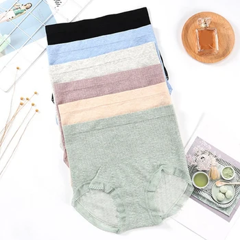 

Seamless Cotton High-Waist Seamless Aben Lace Edge Breathable Ladies Briefs One Size