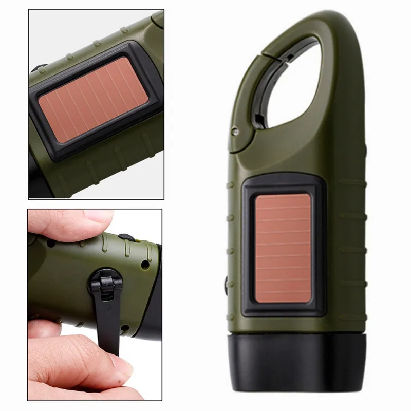 

Portable LED Flashlight Hand Crank Dynamo Torch Lantern Professional Solar Power Tent Light For Outdoor Camping Mountaineering