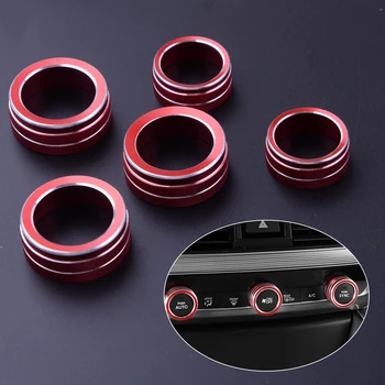 

beler Aluminum 5PCS Red Interior Dashboard Button Circle Cover Trim Frame Fit for Honda Accord 2018 2019