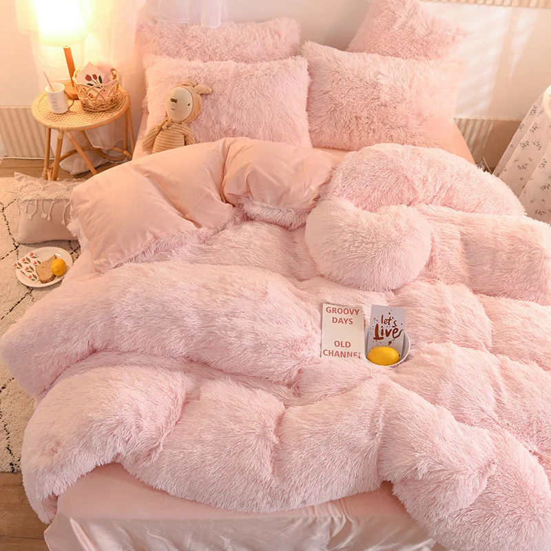 Dropshipping Super Warm Plush Velvet Bedding Set 4 Pieces Lamb Wool  Cashmere Winter Pillowcase Duvet Cover Sheet Suit For Girls - Duvet Cover -  AliExpress