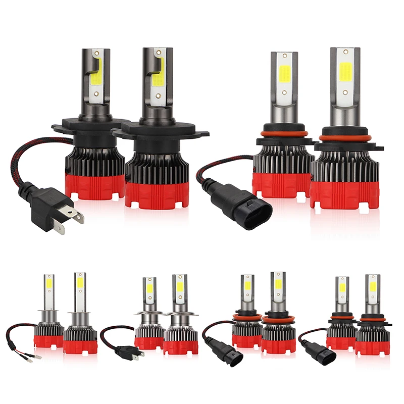 

2 PCS 12V Car HeadLight 12000LM 6000K White LED Light Bulb Auto Fog Light New 9005 9006 H1 H4 H7 H11 Mini Design Automobile Bulb