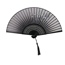 1 шт. Шелковый складной веер китайский стиль цветок сливы узор Дизайн Бамбук ручной вентиляторы для танцев Свадебная вечеринка Декор