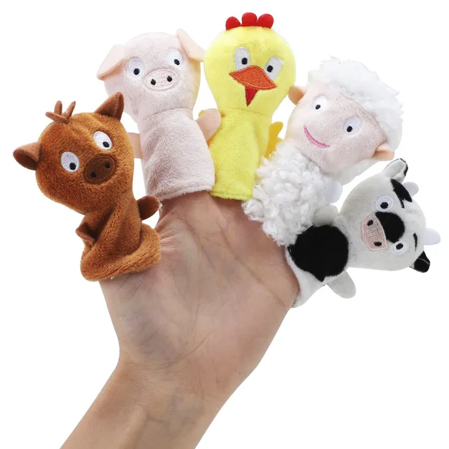 5 Pcs/1 Lot Cartoon Animal Finger Puppet Child Toys Parent-child Early Childhood Education Puzzle Doll Kids Toy Plush Toys Style 2