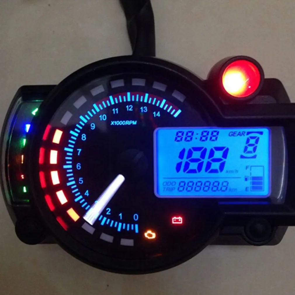 

7 color display Motorcycle Digital Speedometer LCD Gauge Speedometer Tachometer Odometer Instrument Adjustable