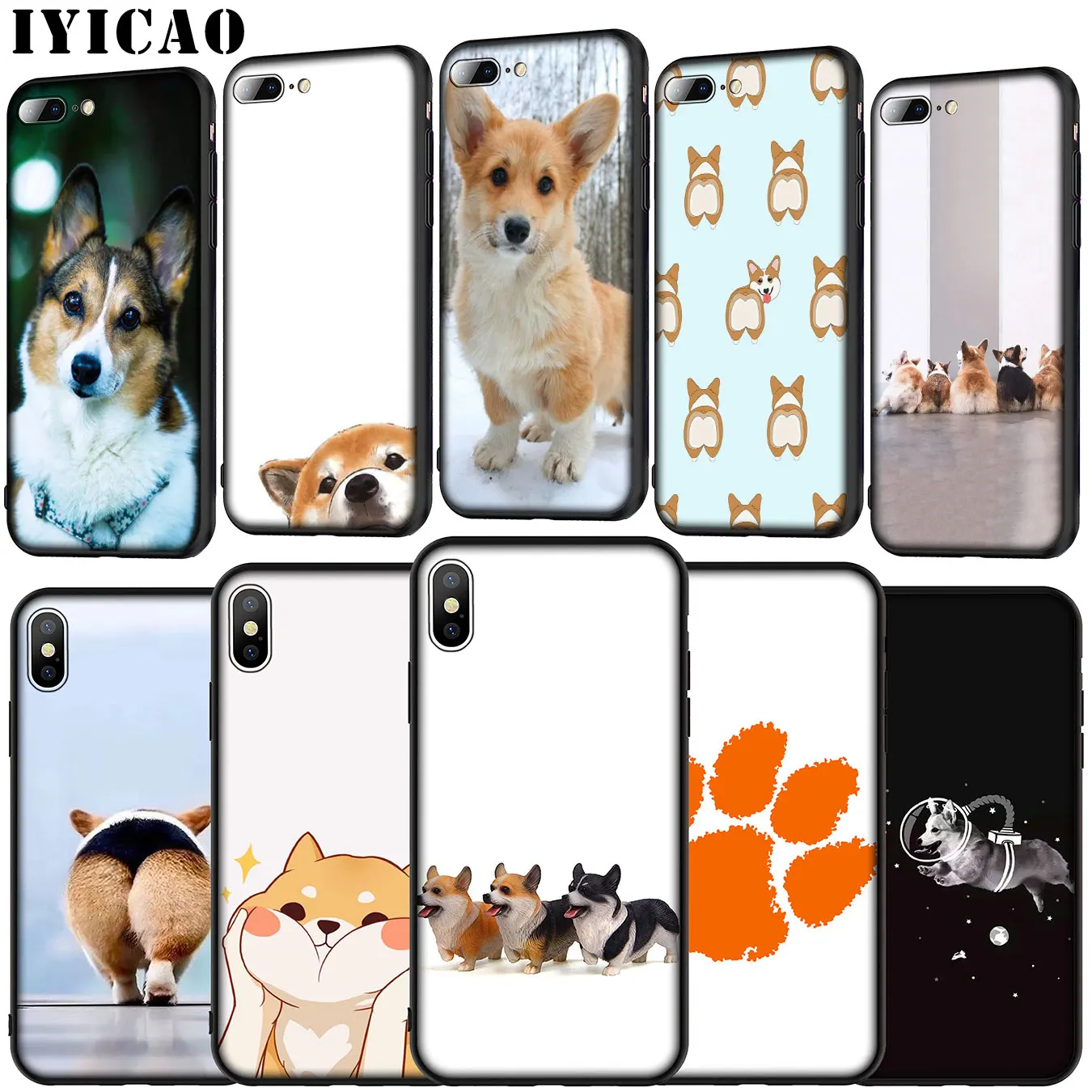 Мягкий силиконовый чехол IYICAO для iPhone 11 Pro XR X XS Max 6 6S 7 8 Plus 5 SE черный телефона из ТПУ |
